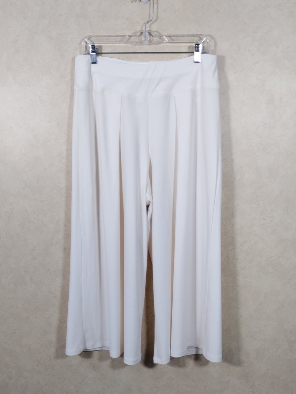 I132 Wynne Layers Cream Knit Wide-Leg White Pull On Pants L